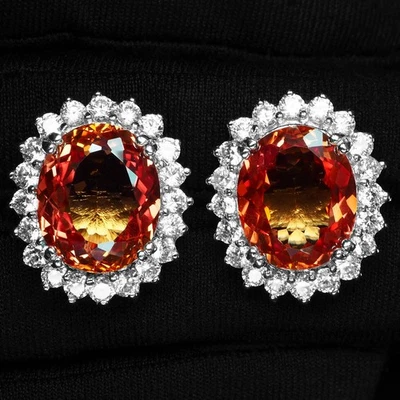 Orecchini fatti a mano Boutique Sunset Orange Sapphire 23,30 carati in... - Immagine 1 di 4