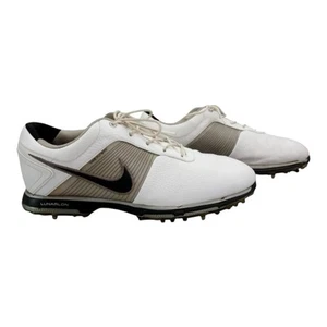 Nike Golf Cleats Flywire Lunarlon 418471-101 Sz 11.5 Men's White Gray Black 1786 - Picture 1 of 11