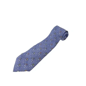 HERMES Neck tie Navy Blue Silk Logo japan seller N0207 15 Made in France - Picture 1 of 4