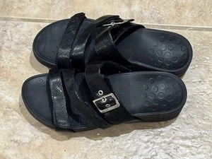 Vionic Black Strappy Sandals Podiatrist Designed Preowned Women's size 8 ++ - Picture 1 of 4