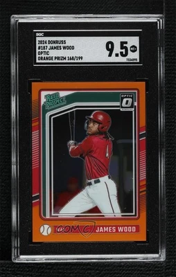 2024 Donruss Optic Rated Prospects Orange Prizm /199 James Wood SGC 9.5 Mint+ - Image 1 of 2