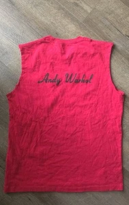 Andy Warhol Red Flowers Pocket Tee Double-Sided Mens Sz M Cut Off - Foto 1 di 2