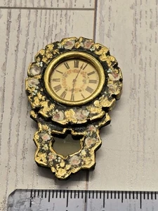 Orologio casa delle bambole in miniatura scala 1:12 motivo floreale - Foto 1 di 4
