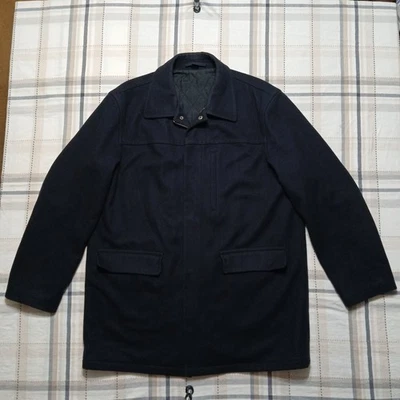 J Crew Wool Coat Overcoat Navy Thinsulate Lining Zip Preppy Pockets Mens Size L - Image 1 of 4