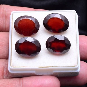 4 Pcs Natural Hessonite Garnet Top Grade Oval Cut Untreated Loose Gemstones Lot - Picture 1 of 11