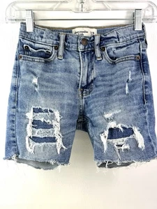 Abercrombie Kids Boys Blue Ripped Wash Denim Shorts Size 7/8 - Picture 1 of 2