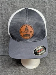 Washington D.C. Flexfit Trucker Cap - Baseball Hat - Size L/XL Leather Patch - Picture 1 of 12