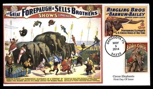 Mayfairstamps US FDC 2014 Elephants Performing Combo First Day Cover aau_18557 - Picture 1 of 2