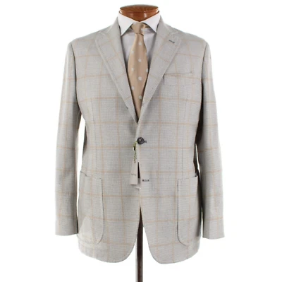 Abrigo deportivo Sartorio Kiton nuevo con etiquetas 100 % lana talla 52R (42R EE. UU.) en gris con cuadros beige Foto 1 de 4