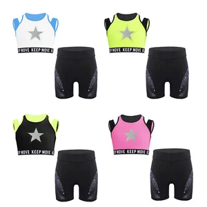 Kids Girls Tracksuits Sleeveless Set Breathable Outfit Training Shorts Sports - Picture 1 of 37