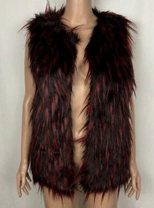 Vintage ICING Faux Fur Burgundy/Brown Vest - Picture 1 of 9