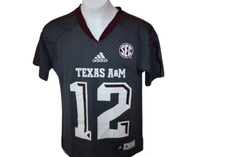 Texas A&M Aggies #12 YOUTH Size L Large 14-16 "12th Man" Adidas SEC Gray Jersey Cover