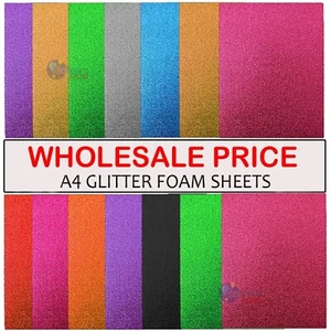 10 PCS A4 Glitter Premium Quality 12 Colours Arts Crafts foam Sheets - Picture 1 of 15