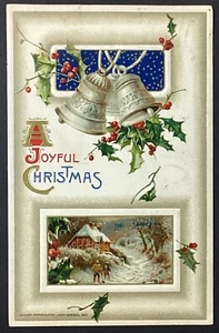 Freudige Weihnachten Vintage geprägte Winsch Postkarte verschickt 1911 - Bild 1 von 2