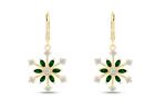 Snowflake Drop Dangle Earrings Simulated Birthstone & CZ 14K Yellow Gold Plated