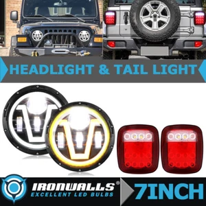 Faro redondo de 7" + 39 luces traseras LED lámpara de matrícula respaldo para Jeep TJ CJ - Imagen 1 de 12