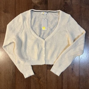 BODEN Wool Blend V-Neck Crop CARDIGAN Womens M Cream Long Sleeve - Picture 1 of 19