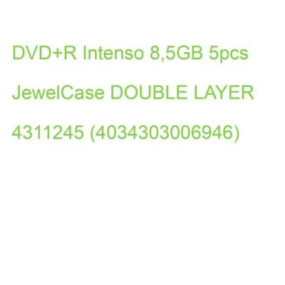 DVD+R Intenso 8,5GB 5pcs JewelCase DOUBLE LAYER 4311245 (4034303006946) - Bild 1 von 2