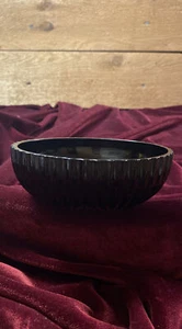 Vtg Black Glass Bowl- Fine & Rare Rib Design -Great Condition - Picture 1 of 7
