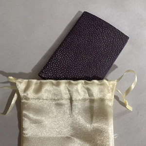 NWOT exotic STINGRAY leather SHAGREEN metal CREDIT CARD case - Picture 1 of 7