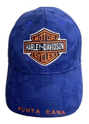 Gorra de béisbol ajustable Harley Davidson PUNTA CANA azul gamuza, correa de gancho y bucle Foto 1 de 4