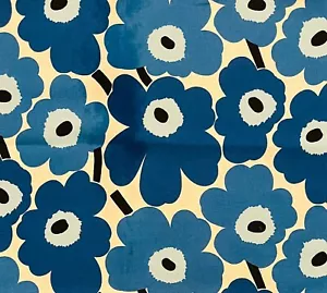 MARIMEKKO Mini Unikko Print Floral Blue White Remnant New - Picture 1 of 1