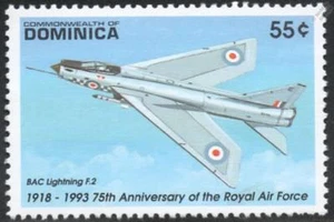 RAF English Electric LIGHTNING Interceptor Aircraft Mint Stamp (1993 Dominica) - Picture 1 of 1
