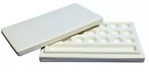 WHITE Ceramic Artist Paint Palette with cover 21 wells + gully mixing palette - Picture 1 of 9