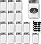 16 oz Mason Jars With Lids Regular Mouth 15 Pack-16 Glass Lids,Bulk Pint Clear