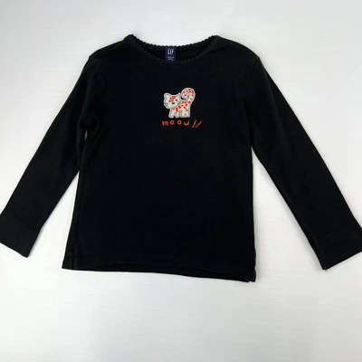 Gap Shirt Girl 4 Toddler Cat Halloween Embroider Patch Meow Spell Out Party No - Image 1 of 4