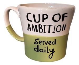 Funny Message Mug Jumbo Coffee Cup Ambition Served Daily XL 2-Color Ceramic - Picture 1 of 4