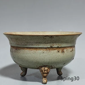 8.3" Archaic Song dynasty Porcelain ru kiln cyan glaze Three foot Incense Burner - Picture 1 of 9