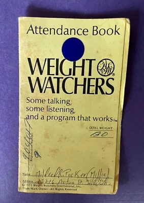 VINTAGE WEIGHT WATCHERS FOOD ATTENDANCE CARD 1978 Stamps  - Image 1 of 3