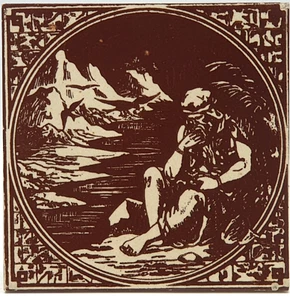 Arts & Crafts Minton Tile Biblical Scenes Scriptural Elijah Fed by the Ravens A1 - Picture 1 of 3