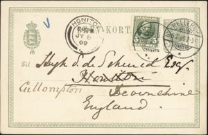 Dinamarca, 1909. Postal H&G 51a, 70, Hellerup - Honiton, Inglaterra - Imagen 1 de 1