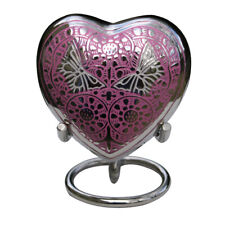 Beautiful Small Double Butterfly's Engraved Heart Keepsake Urn for Human