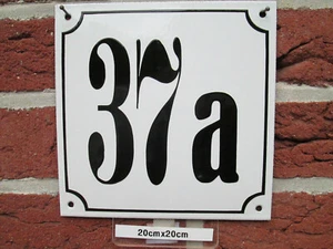 Número de casa mega grande esmalte nº 37a número negro fondo blanco 20cmx20cm  - Imagen 1 de 12