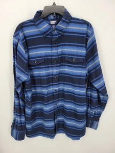 Lands End Shirt Mens Large Blue Stripe Aztec Southwestern Tailored Fit Button Up - Picture 1 of 10