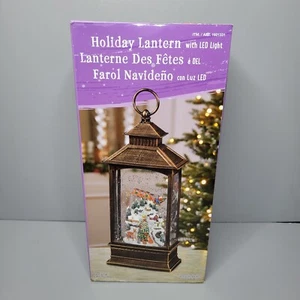 Lanterna natalizia Babbo Natale con slitta natalizia con luci led e movimento glitter-Nuova - Foto 1 di 13