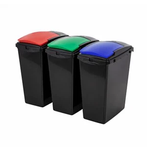 Addis - 40L Set of 3 Recycling Bins - Red/Green/Blue Lids - Picture 1 of 2