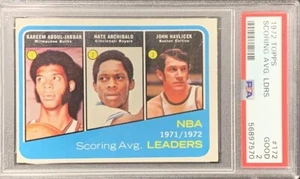 1972 Topps #172 Scoring Average Leaders w/ Abdul-Jabbar Archibald HOF PSA 2 - Picture 1 of 2