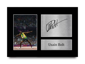 Usain Bolt Signed Pre Printed Autograph A4 Photo Gift For Jamaican Athletics Fan - Picture 1 of 17