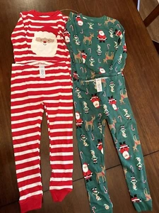Christmas Pajama Set Carter's Toddler Boys Green Santa & Red Stripe 4T K6 - Picture 1 of 8