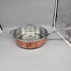 Viking 3-Ply Tri-Ply 12" 3.5 L Copper Fry Pan With Lid Frying Skillet Large - Picture 1 of 8
