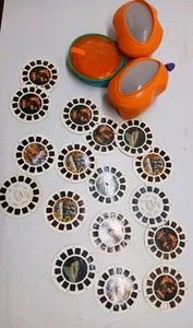 2 Vtg 1998 Solid Orange View-master Viewer Mattel With 17 Slides&holder  - Picture 1 of 11