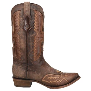 Corral Boots Distressed Tan Eagle Embroidered Snip Toe Pull On Cowboy Mens Size - Picture 1 of 4
