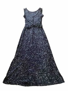 Vintage Scott McClintock Women's Sleeveless Black Glitter Maxi Dress Size 12 Y2K - Picture 1 of 9