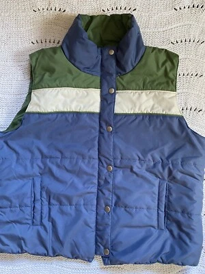 Chaleco acolchado vintage Y2K color block SAG HARBOR para mujer grande azul verde blanco Foto 1 de 4