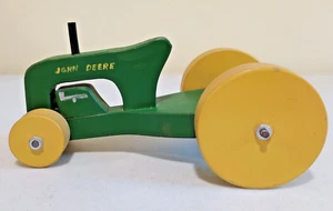 Hand Made Vintage John Deere Wooden Toy Tractor, 8" x 4.5" x 4", One of a Kind! - Picture 1 of 8