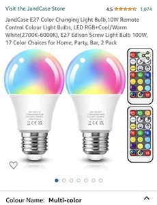 JandCase E27 Colour Changing Bulbs - Picture 1 of 3